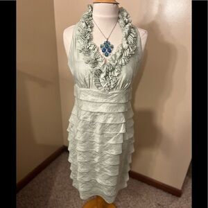 London Times Mint Green Sleeveless Layer Dress Sz 6 EUC